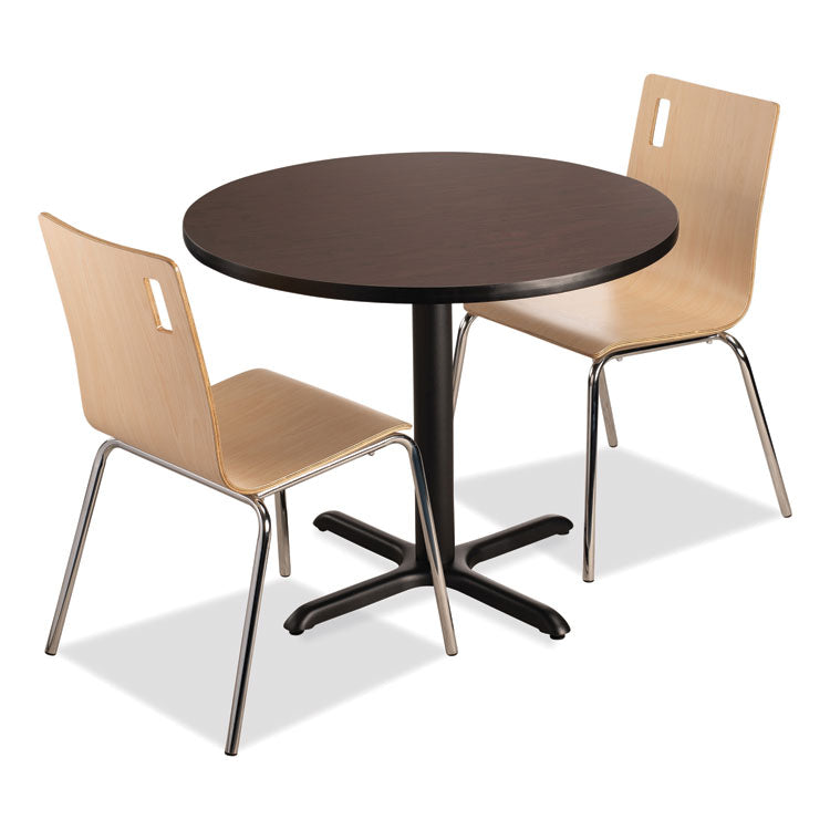 NPS® Cafe Table, 36" Diameter x 30h, Round Top/X-Base, Mahogany Top, Black Base, Ships in 1-3 Business Days (NPSCT13636XD1MY) Each