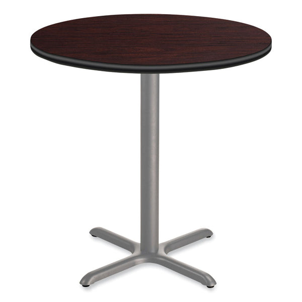 NPS® Cafe Table, 36" Diameter x 36h, Round Top/X-Base, Mahogany Top, Gray Base, Ships in 1-3 Business Days (NPSCG13636XC1MY) Each