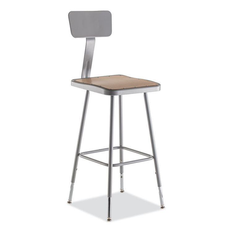 NPS® 6300 Series Height Adj HD Square Seat Stool w/Back, Supports 500 lb, 23.75"-31.75" Seat Ht, Brown/Gray, Ships in 1-3 Bus Days (NPS6324HB) Each