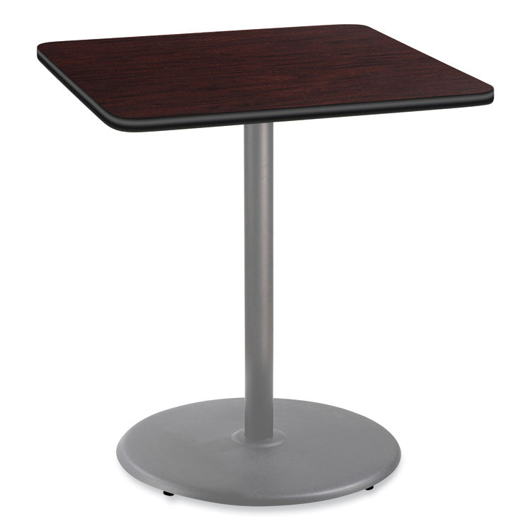 NPS® Cafe Table, 36w x 36d x 42h, Square Top/Round Base, Mahogany Top, Gray Base, Ships in 1-3 Business Days (NPSCG33636RB1MY) Each