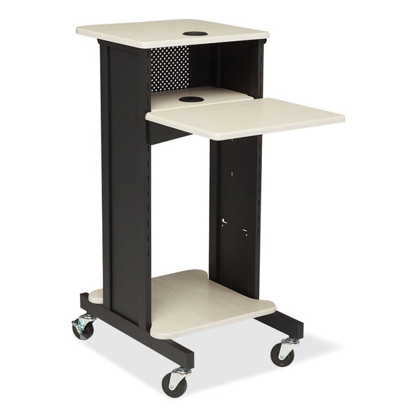 Oklahoma Sound® Premium Presentation Cart, 4 Shelves, 18" x 30" x 40.5", Ivory/Black, Ships in 1-3 Business Days (NPSPRC200)