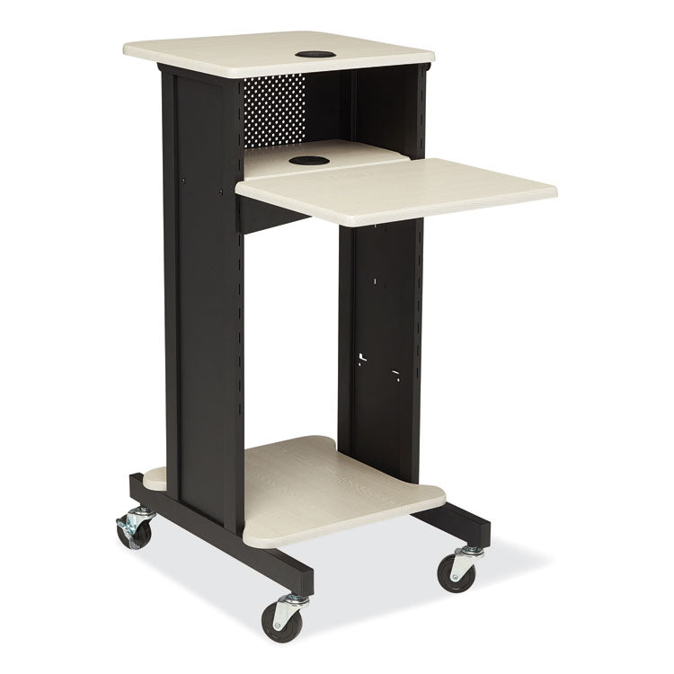 Oklahoma Sound® Premium Presentation Cart, 4 Shelves, 18" x 30" x 40.5", Ivory/Black, Ships in 1-3 Business Days (NPSPRC200) Each