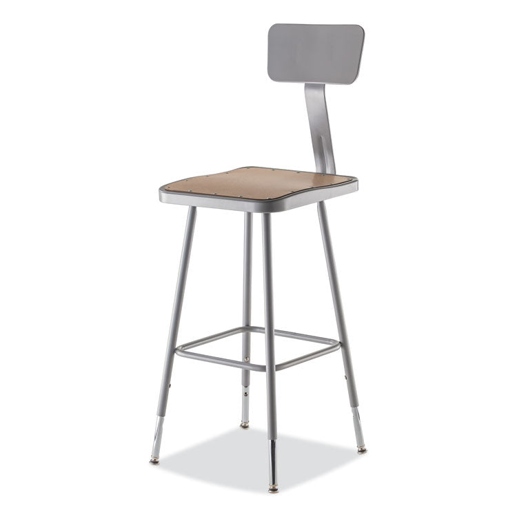 NPS® 6300 Series Height Adj HD Square Seat Stool w/Back, Supports 500 lb, 23.75"-31.75" Seat Ht, Brown/Gray, Ships in 1-3 Bus Days (NPS6324HB) Each