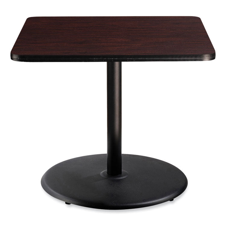 NPS® Cafe Table, 36w x 36d x 30h, Square Top/Round Base, Mahogany Top, Black Base, Ships in 1-3 Business Days (NPSCT33636RD1MY) Each