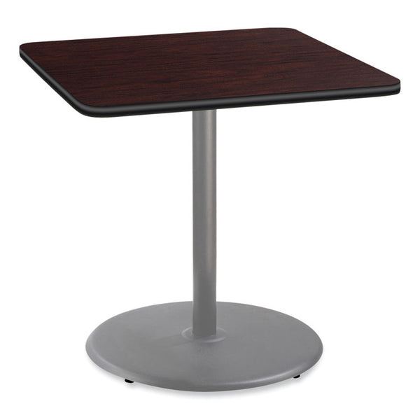 NPS® Cafe Table, 36w x 36d x 36h, Square Top/Round Base, Mahogany Top, Gray Base, Ships in 1-3 Business Days (NPSCG33636RC1MY) Each