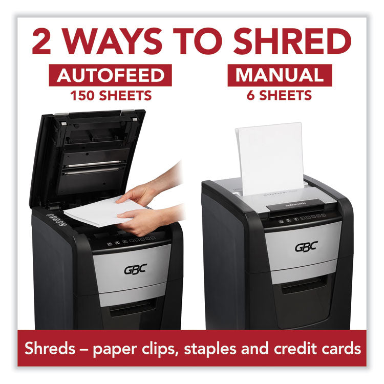 GBC® AutoFeed+ 150X Micro-Cut Home Office Shredder, 150 Auto/8 Manual Sheet Capacity (GBCWSM1757604) Each