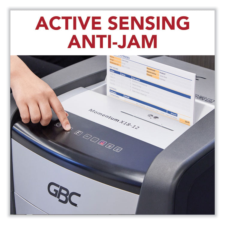 GBC® Momentum X18-12 Micro-Cut P-4 Anti-Jam Shredder, 18 Manual Sheet Capacity (GBCWSM177002) Each