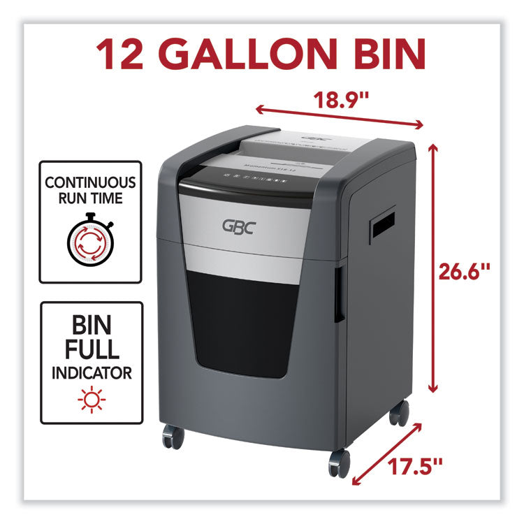 GBC® Momentum X18-12 Micro-Cut P-4 Anti-Jam Shredder, 18 Manual Sheet Capacity (GBCWSM177002) Each