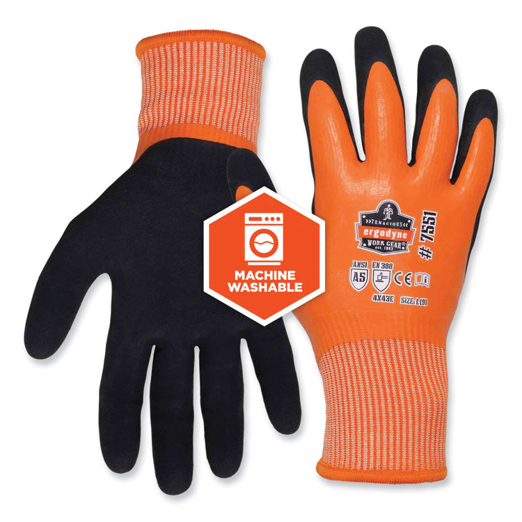ergodyne® ProFlex 7551-CASE ANSI A5 Coated Waterproof CR Gloves, Orange, Medium, 144 Pairs/Carton, Ships in 1-3 Business Days (EGO17993) Case of 144