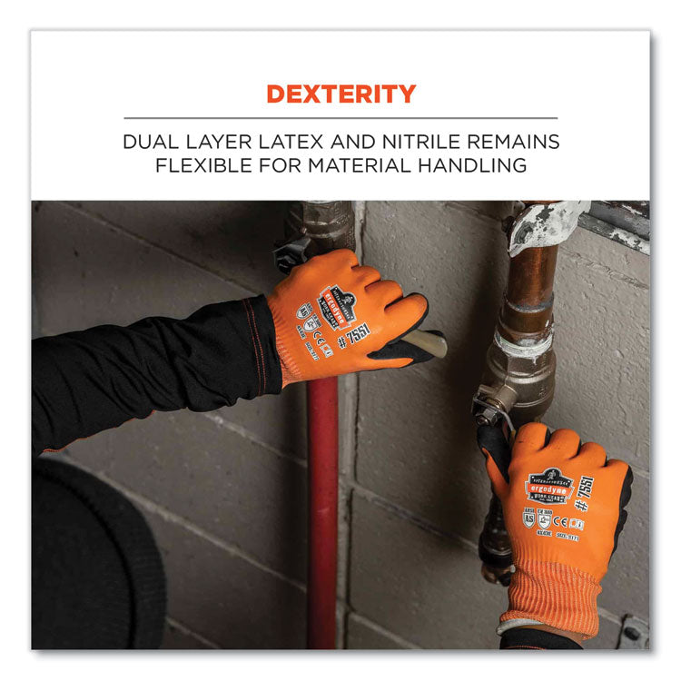 ergodyne® ProFlex 7551-CASE ANSI A5 Coated Waterproof CR Gloves, Orange, Large, 144 Pairs/Carton, Ships in 1-3 Business Days (EGO17994) Case of 144