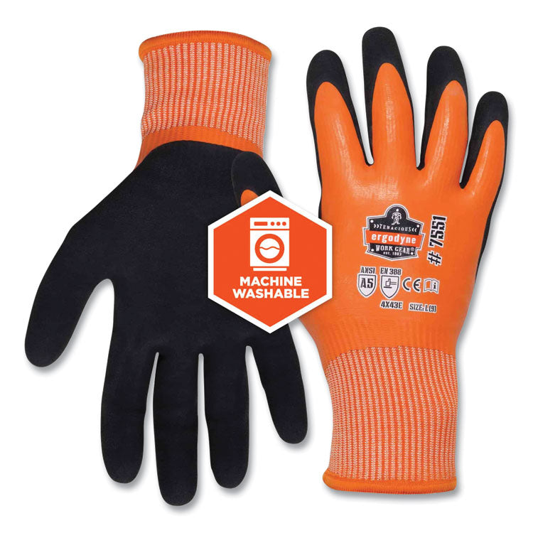 ergodyne® ProFlex 7551-CASE ANSI A5 Coated Waterproof CR Gloves, Orange, Small, 144 Pairs/Carton, Ships in 1-3 Business Days (EGO17992) Case of 144