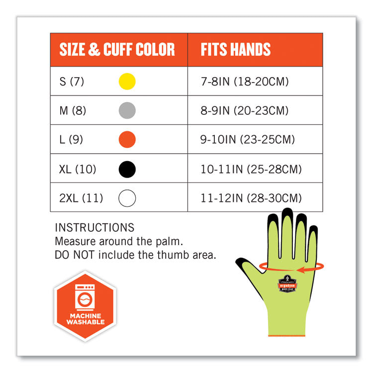 ergodyne® ProFlex 7021 Hi-Vis Nitrile-Coated CR Gloves, Lime, 2X-Large, Pair, Ships in 1-3 Business Days (EGO17966) 1 Pair