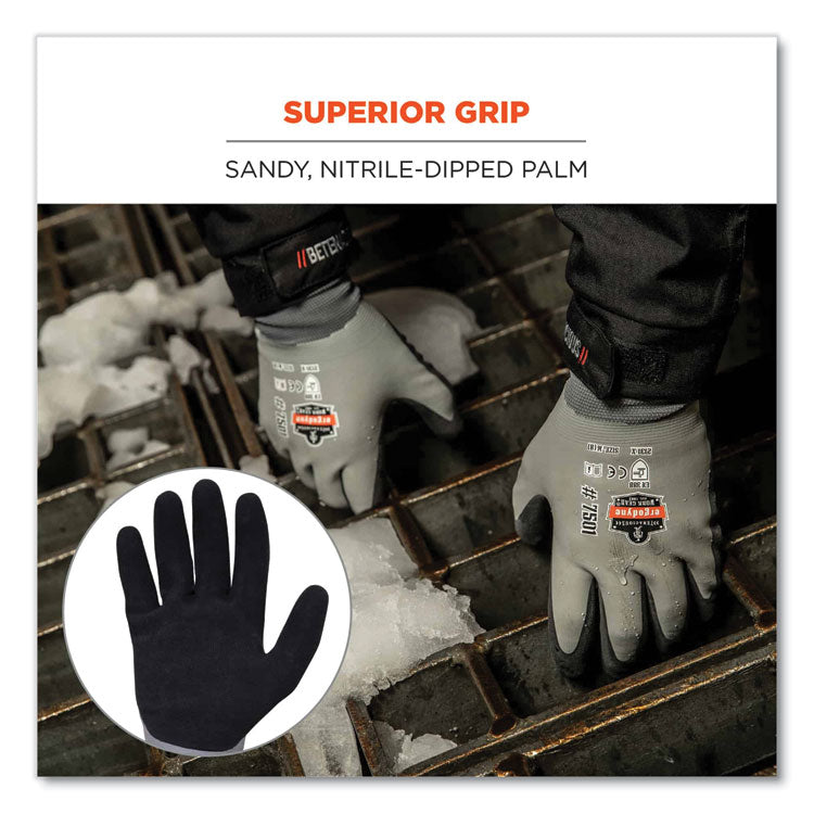 ergodyne® ProFlex 7501-CASE Coated Waterproof Winter Gloves, Gray, X-Large, 144 Pairs/Carton, Ships in 1-3 Business Days (EGO17935) Case of 144