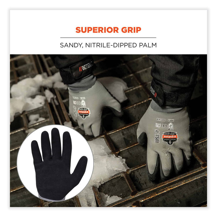 ergodyne® ProFlex 7501-CASE Coated Waterproof Winter Gloves, Gray, Large, 144 Pairs/Carton, Ships in 1-3 Business Days (EGO17934) Case of 144