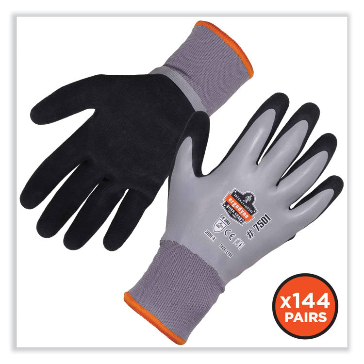 ergodyne® ProFlex 7501-CASE Coated Waterproof Winter Gloves, Gray, X-Large, 144 Pairs/Carton, Ships in 1-3 Business Days (EGO17935) Case of 144