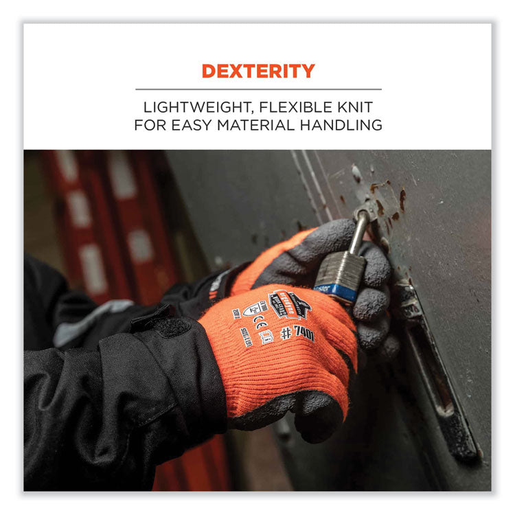 ergodyne® ProFlex 7401-CASE Coated Lightweight Winter Gloves, Orange, X-Large, 144 Pairs/Carton, Ships in 1-3 Business Days (EGO17895) Case of 144
