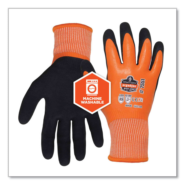 ergodyne® ProFlex 7551-CASE ANSI A5 Coated Waterproof CR Gloves, Orange, Large, 144 Pairs/Carton, Ships in 1-3 Business Days (EGO17994) Case of 144