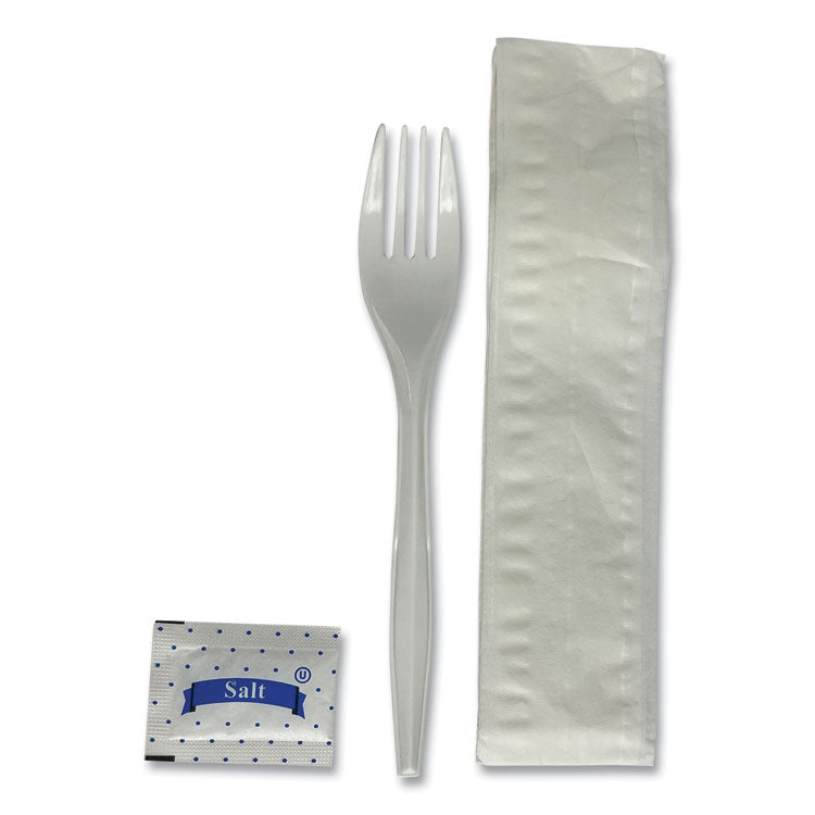 Boardwalk® Three-Piece Utensil Set, Fork/Napkin/Salt Packet, White, 500/Carton (BWK3KITMW)