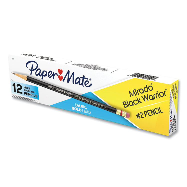 Paper Mate® Mirado Black Warrior Pencil, HB (#2), Black Lead, Black Matte Barrel, Dozen (PAP2254)