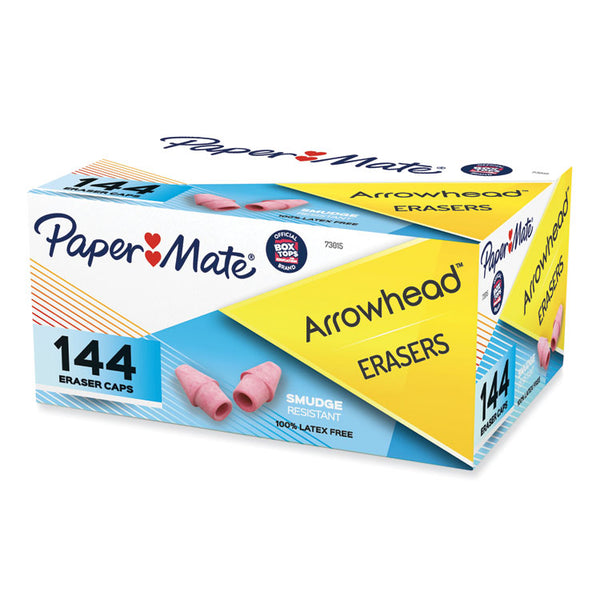 Paper Mate® Arrowhead Eraser Caps, For Pencil Marks, Pink, 144/Box (PAP73015)