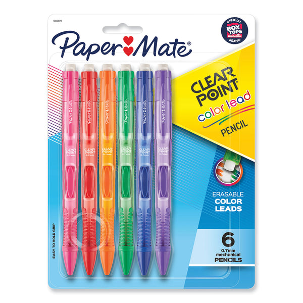 Paper Mate® Clearpoint Color Mechanical Pencils, 0.7 mm, Assorted Lead and Barrel Colors, 6/Pack (PAP1984678) Pack of 6