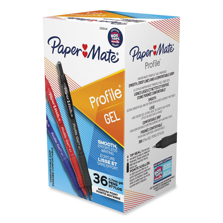 Paper Mate® Profile Gel Pen, Retractable, Medium 0.7 mm, Assorted Ink and Barrel Colors, 36/Pack (PAP2095446)