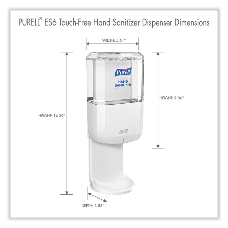 PURELL® ES6 Touch Free Hand Sanitizer Dispenser, 1,200 mL, 5.25 x 8.56 x 12.13, White (GOJ642001) Each