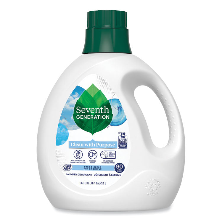 Seventh Generation® Natural Liquid Laundry Detergent, Fragrance Free, 135 oz Bottle, 4/Carton (SEV45065CT) Case of 4