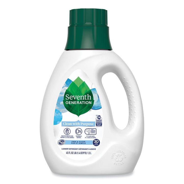 Seventh Generation® Natural Liquid Laundry Detergent, Fragrance Free, 45 oz Bottle, 6/Carton (SEV45066CT) Case of 6