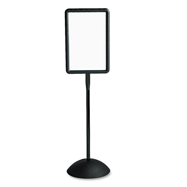 Safco® WriteWay Double-Sided Magnetic Dry Erase Standing Message Sign, Rectangle, 65" Tall Black Stand, 14.25 x 22.25 White Face (SAF4117BL)