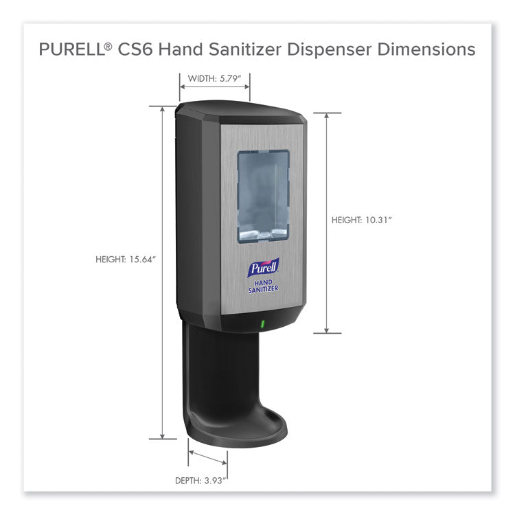 PURELL® CS6 Hand Sanitizer Dispenser, 1,200 mL, 5.79 x 3.93 x 15.64, Graphite (GOJ652401) Each