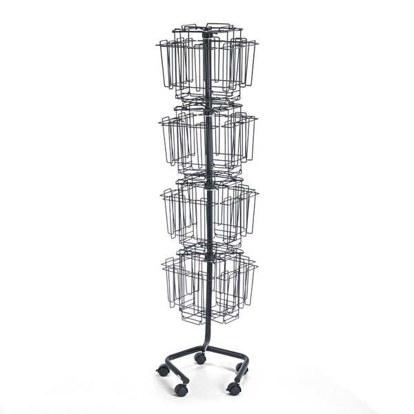 Safco® Wire Rotary Display Racks, 32 Compartments, 15w x 15d x 60h, Charcoal (SAF4128CH) Each