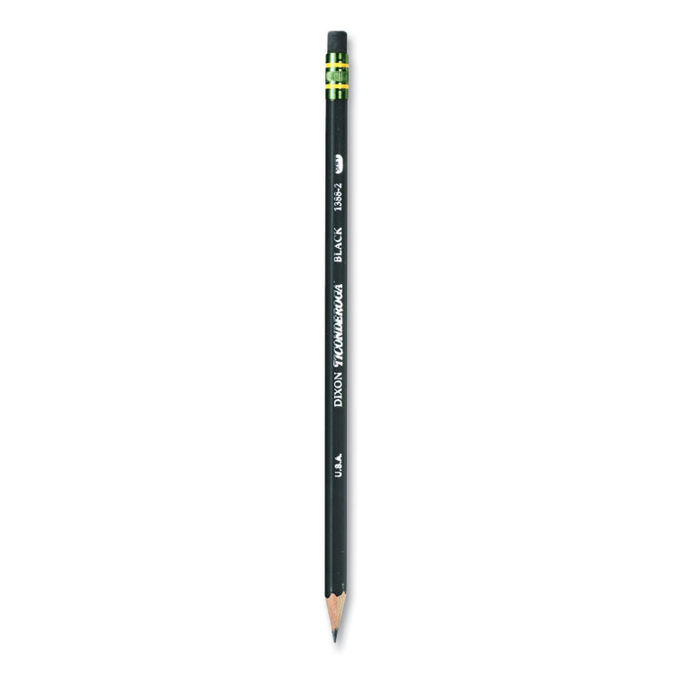 Ticonderoga® Pencils, HB (#2), Black Lead, Black Barrel, Dozen (DIX13953)