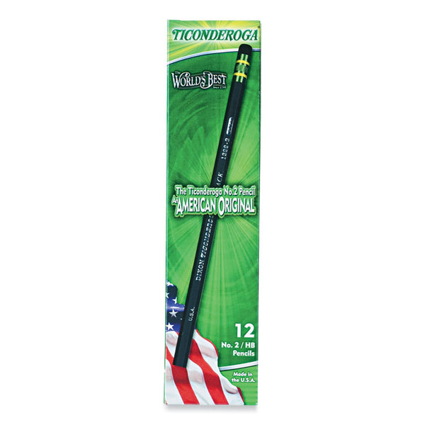 Ticonderoga® Pencils, HB (#2), Black Lead, Black Barrel, Dozen (DIX13953)
