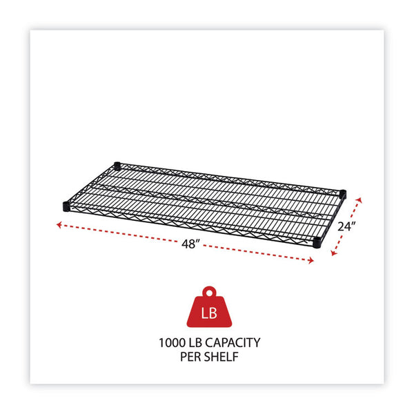 Alera® Industrial Wire Shelving Extra Wire Shelves, 48w x 24d, Black, 2 Shelves/Carton (ALESW584824BL)