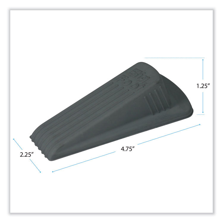 Master Caster® Big Foot Doorstop, No Slip Rubber Wedge, 2.25w x 4.75d x 1.25h, Gray, 2/Pack (MAS00972) Pack of 2
