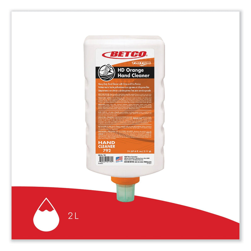 Betco® HD Orange Hand Cleaner Refill, Citrus Zest, 2 L Refill Bottle, 6/Carton (BET7926200) Case of 6