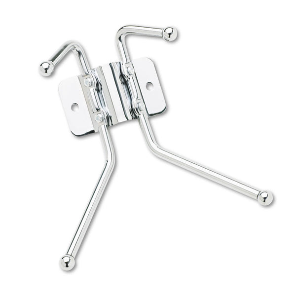 Safco® Metal Wall Rack, Two Ball-Tipped Double-Hooks, Metal, 6.5w x 3d x 7h, Chrome (SAF4160) Each