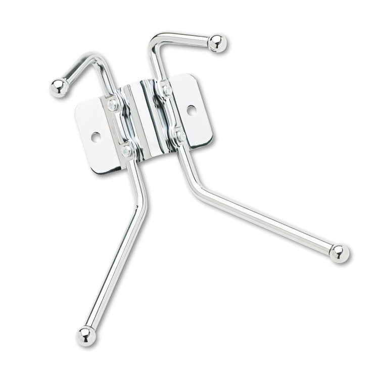 Safco® Metal Wall Rack, Two Ball-Tipped Double-Hooks, Metal, 6.5w x 3d x 7h, Chrome (SAF4160)