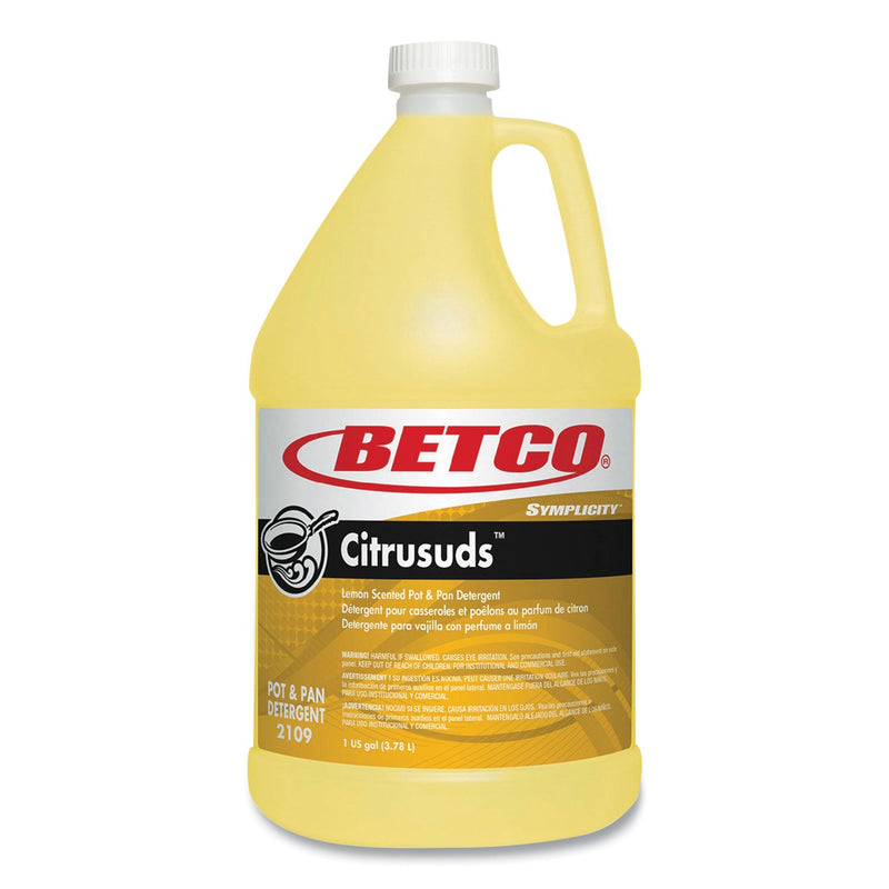 Betco® Symplicty Citrusuds Manual Dishwashing Detergent, Lemon Scent, 1 gal Bottle, 4/Carton (BET21090400) Case of 4