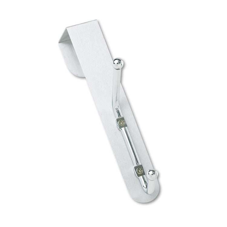 Safco® Over-The-Door Double Coat Hook, Chrome-Plated Steel, Satin Aluminum Base (SAF4166)