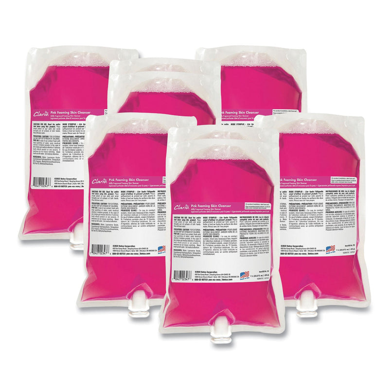 Betco® Pink Foaming Skin Cleanser, Fresh, 1,000 mL Refill Bag, 6/Carton (BET7502900)