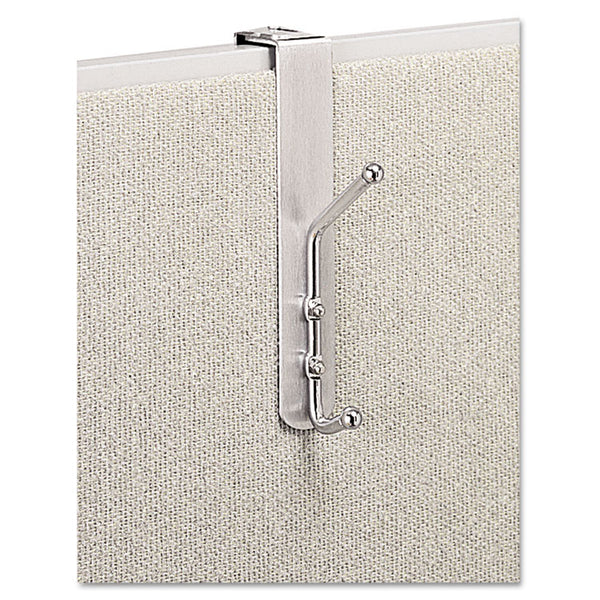 Safco® Over-The-Panel Double-Garment Hook, Satin Aluminum/Chrome (SAF4167) Each