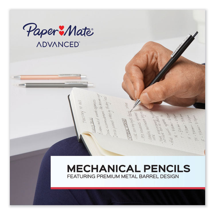 Paper Mate® Advanced Mechanical Pencils, 0.5 mm, HB (#2), Black Lead, Gun Metal Gray Barrel (PAP2128197) Each