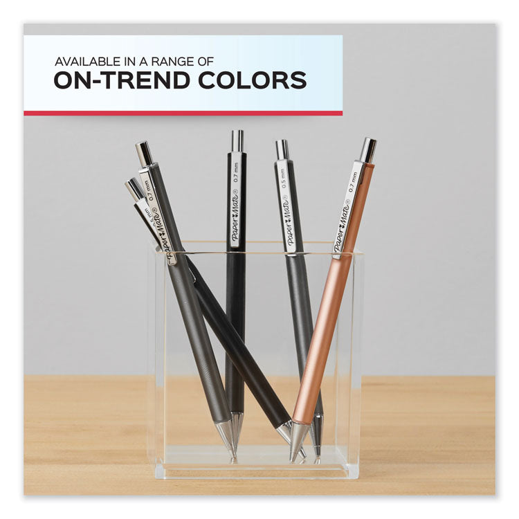 Paper Mate® Advanced Mechanical Pencils, 0.7 mm, HB (#2), Black Lead, Gun Metal Gray; Rose Gold Barrel, 2/Pack (PAP2128209)