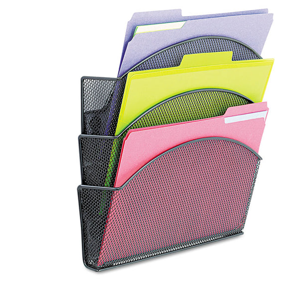Safco® Onyx Magnetic Mesh Panel Accessories, 3 File Pocket, 13 x 4.25 x 13.5. Black (SAF4175BL) Each