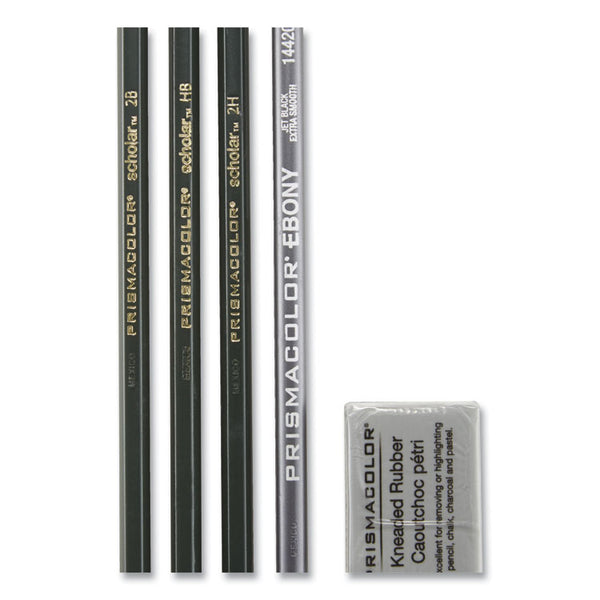 Prismacolor® Scholar Graphite Pencil Set, 2 mm, Assorted Lead Hardness Ratings, Black Lead, Dark Green Barrel, 4/Set (SAN2502) Pack of 4