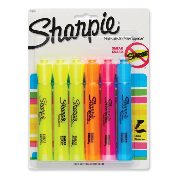 Sharpie® Tank Style Highlighters, Assorted Ink Colors, Chisel Tip, Assorted Barrel Colors, 6/Set (SAN25876PP)