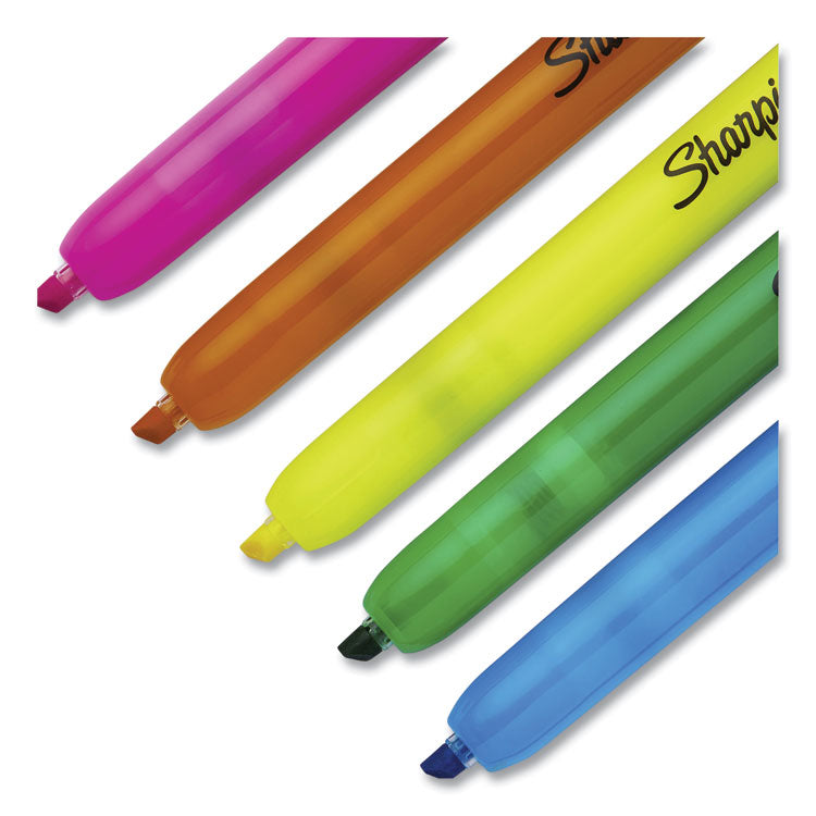 Sharpie® Retractable Highlighters with Storage Pouch, Assorted Ink Colors, Chisel Tip, Assorted Barrel Colors, 8/Set (SAN28101) Set of 8