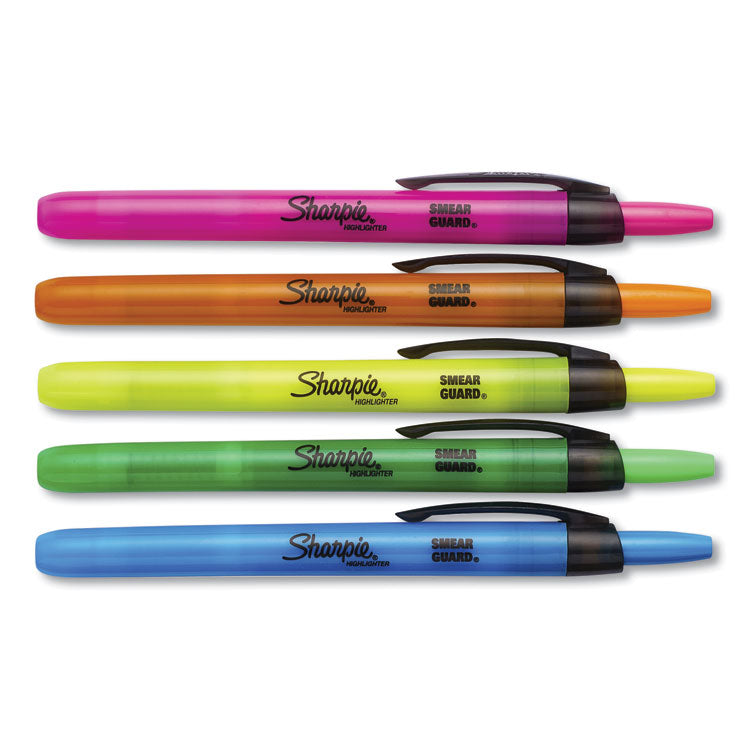 Sharpie® Retractable Highlighters with Storage Pouch, Assorted Ink Colors, Chisel Tip, Assorted Barrel Colors, 8/Set (SAN28101) Set of 8